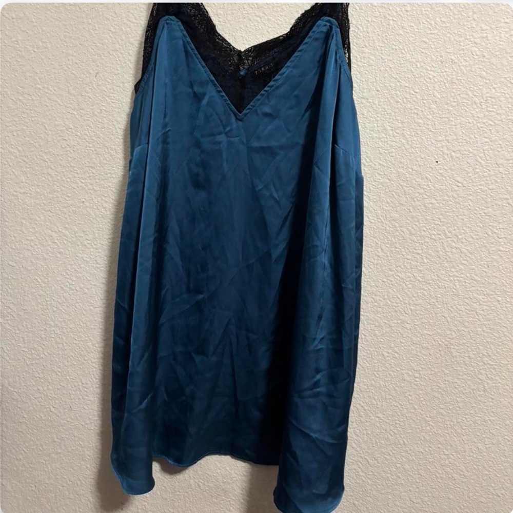 Torrid Teal and Black Lace Chemise